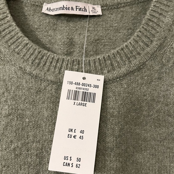 NWT Abercrombie & Fitch Crew Sweater Tee in green - Picture 5 of 6